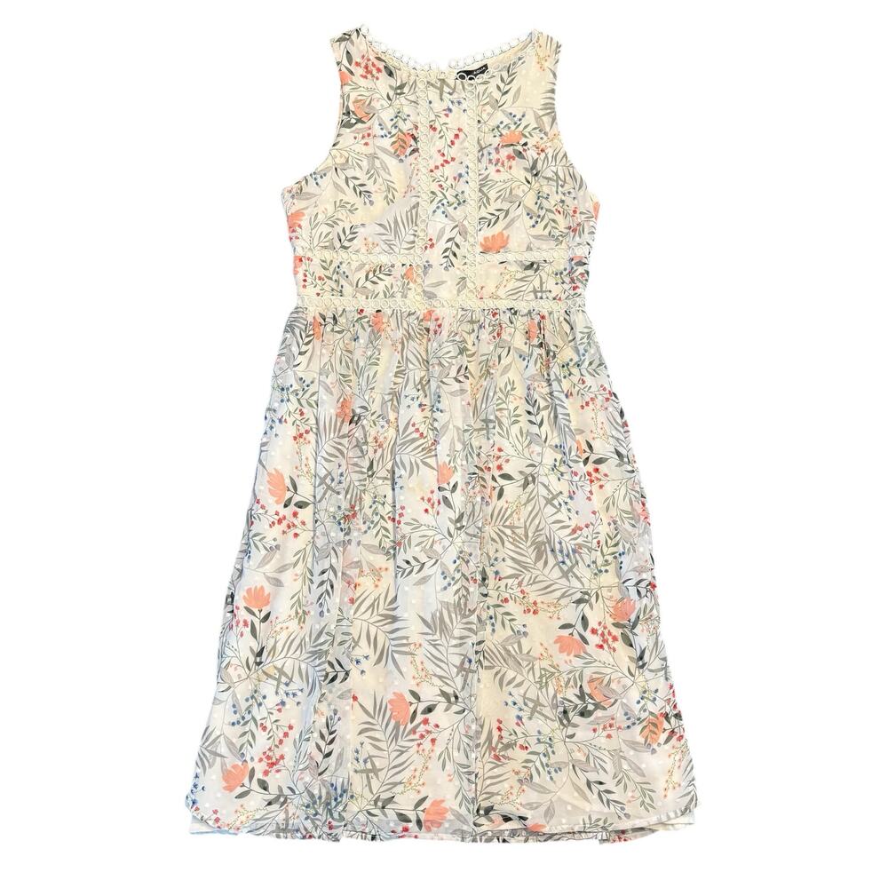 Aqua Women’s pastel floral fit n flare dress w o-linked chain detail Size M